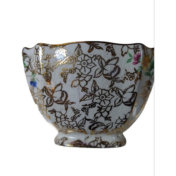 BCM Nelson Ware Chintz Cream and Sugar Set England Gold Floral - Picture 5 of 10